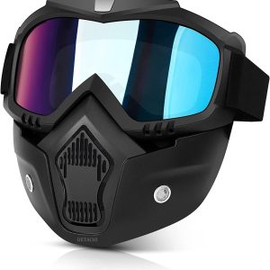 Goggle Mask Anti Scratch UV Protective Face & Eyewear Windproof Dirt Shield with Soft Foam Padded Detachable