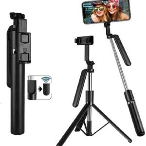 R16 Selfie Stick Tripod with Bluetooth Remote 1.7M Three-axis Anti-shake Mobile Phone Holder for Smartphone